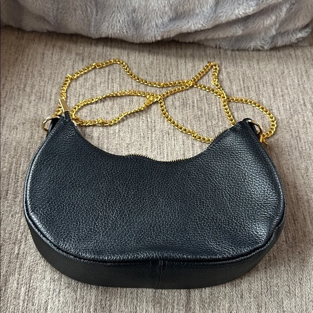 Persaman New York Black Hobo Bag with Gold Accents